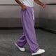thumbnail image 2 of Amzcrzy Pantalones Deportivos Hombre Clásicos Color Liso Cintura Alta Elástica Cordón Pierna Recta Holgados Anchos Cómodos Con Bolsillos Tallas S-2XL Morado, 2 of 7