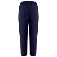 thumbnail image 5 of Tuphregyow Womens High Waisted Drawstring Wide Leg Pants Comfy Casual Loose Trousers with Pockets Loose Straight Pants Solid Color Navy XXL, 5 of 5