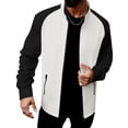thumbnail image 2 of Dwelliawo Men's Zip Up Sport Jacket Color Block Stand Collar Athletic Outerwear Lightweight Quick Dry Honeycomb Knit For Running Gym Training Casual Daily Activities White M, 2 of 6