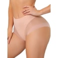 thumbnail image 4 of Unique Bargains Women's Plus Size Laser Cut Mesh High Rise Brief Stretchy Underwear Pink L, 4 of 6