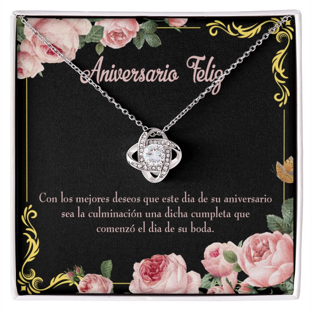 To My Wife Aniversario Feliz Infinity Knot Necklace Message Card