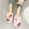 thumbnail image 2 of Lovskoo 2024 Women's Novelty Christmas Slippers Cute Fuzzy Reindeer Flat Plush Non-Slip Linen Comfortable House Slippers for Couple Indoor Pink, 2 of 8