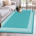 thumbnail image 2 of Turquoise Large Area Rugs for Bedroom Living Room, Soft Non Slip Carpet Bedside Rug, Geometric Boho Ethnic Tile Chic Monochrome Rectangular Floor Cover Kitchen Accent Rug 3'x5' for Dining Room/Office, 2 of 9