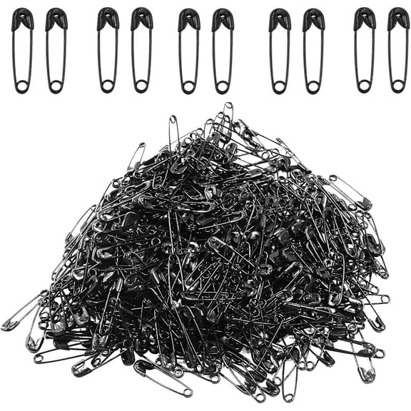 500pcs 0.75" Micro Safety Pins 19mm Black Metal Shaped Pins Craft Sewing Accessories