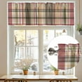 thumbnail image 5 of Kitchen Valances for Window, Retro Farmhouse Checkered Plaid Light Filtering Rod Pocket Valance Curtain, Abstract Lattice Stripe Short Curtains Window Topper for Bedroom Bathroom Living Room 54x18in, 5 of 8