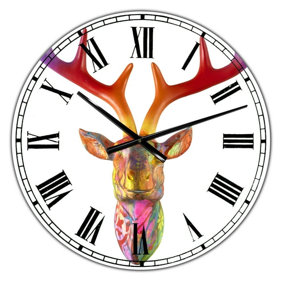 Designart Oversized Multicolor Analog Round Modern Wall Clocks, CLM25175-C23