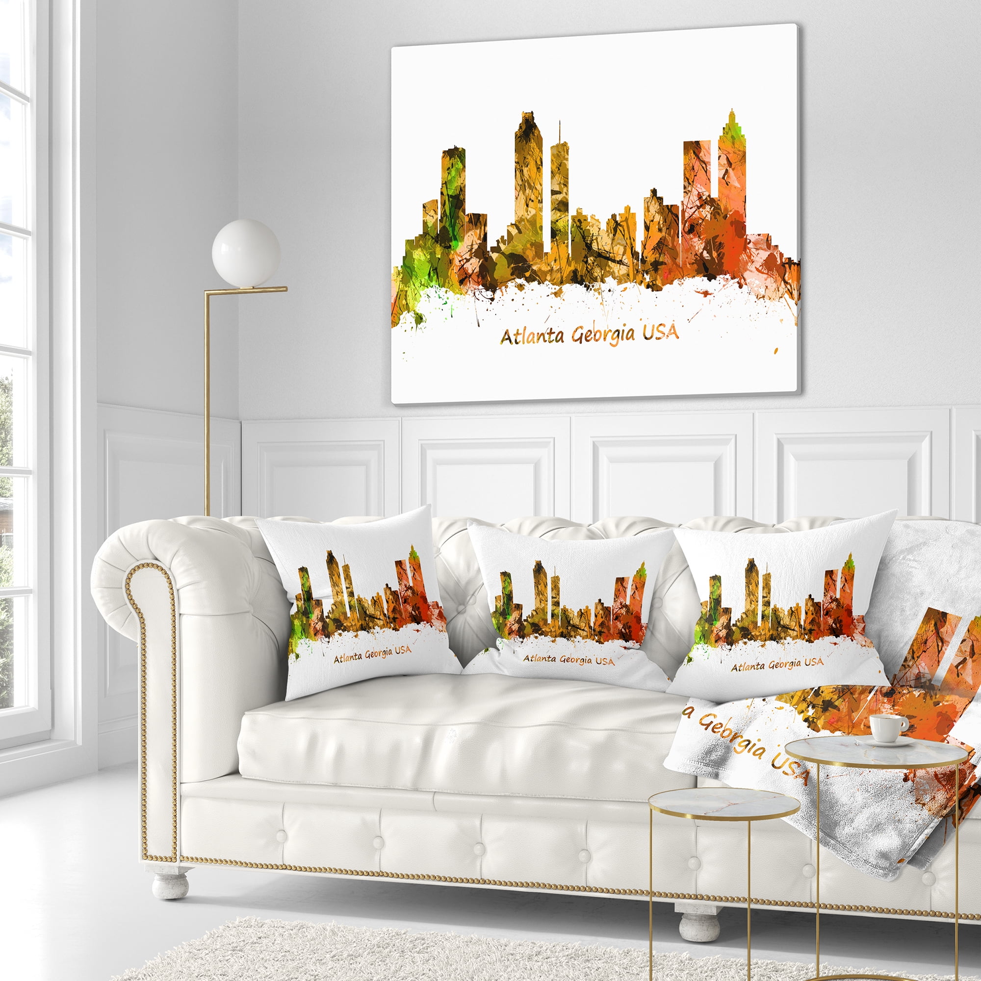 Designart Atlanta Georgia Skyline - Cityscape Throw Pillow - 16x16