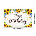 thumbnail image 3 of Floral Design Happy Birthday Banner Decorative Sunflower Butterfly Backdrop for Celebration Spring Party Outdoor Event, 3 of 8