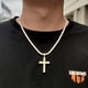 thumbnail image 1 of Collar con colgante de cruz de circonio Micro-set, collar de hip hop, 1 of 5