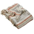 thumbnail image 3 of LR Home Orange/Ivory Striped Lightweight Cotton Adult Throw Blanket, 50" x 60", 3 of 7