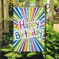 thumbnail image 3 of Happy Birthday House Flag, Rainbow Stripes Colorful Stars Decorative Double Sided Yard Flag 28 x 40 inch, 3 of 5