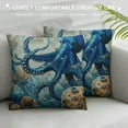 thumbnail image 3 of Creowell Teal Jellyfish Pillow Cover, Nautical Sea Animal Throw Pillow Cover Vintage Jellyfish Shell Cushion Case for Sofa, Coastal Sea World Decorative Square Pillow Case Ocean Decor 20x20in, 3 of 5
