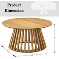 thumbnail image 2 of DUOMAY Modern Solid Wood Round Coffee Table with Geometric Base, Sturdy Wood Center Table for Living Room, Lounge, Office, Log Color, 2 of 6