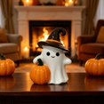 thumbnail image 2 of Resin Ghost Figurine with Pumpkin for Halloween Tabletop Decor, Cute Ghost Statue for Home Office Tiered Tray Shelf Display, Fall Party Ornament for Christmas New Year Gift (1 Pcs), 2 of 7