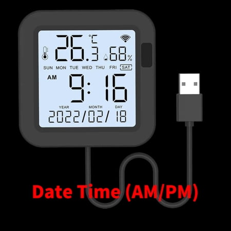 LNJLAN WiFi Smart IR Remote with Temperature & Humidity Sensor With LCD Display and Blackling Works with Alexa Yandex