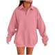 thumbnail image 5 of Camisetas para mujer,Sudadera informal con solapa de color liso para mujer, corte holgado, manga larga, bolsillo delantero, poliéster, uso diario, sopatenor, 5 of 7