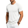 thumbnail image 4 of Quick Dry Mens Workout Shirts Short Sleeve Athletic Gym Tee Breathable Exercise Training Running Sports Active Fitness Top White L, 4 of 6