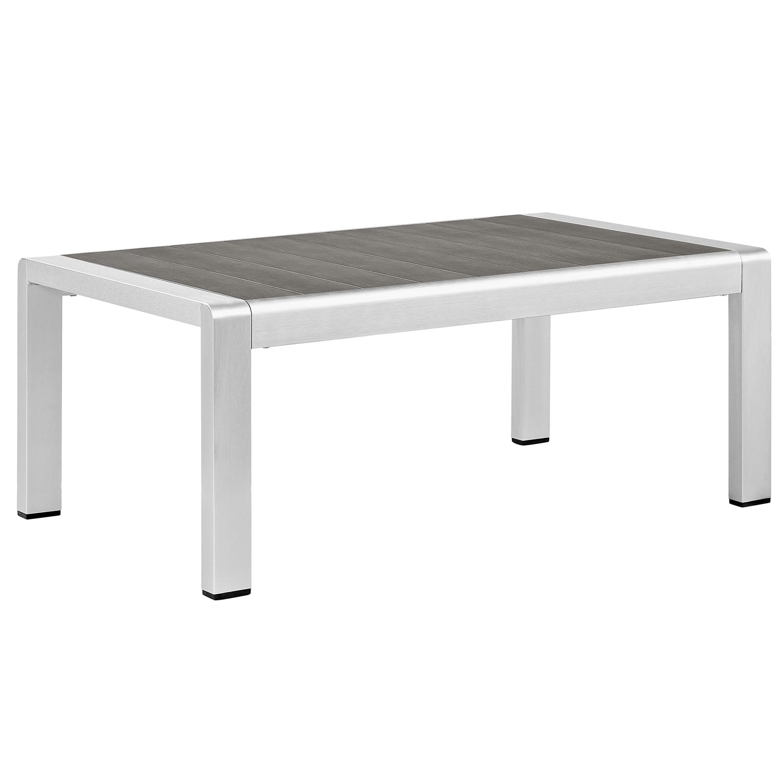 Shoreline Silver Gray Aluminum Outdoor Patio Coffee Table