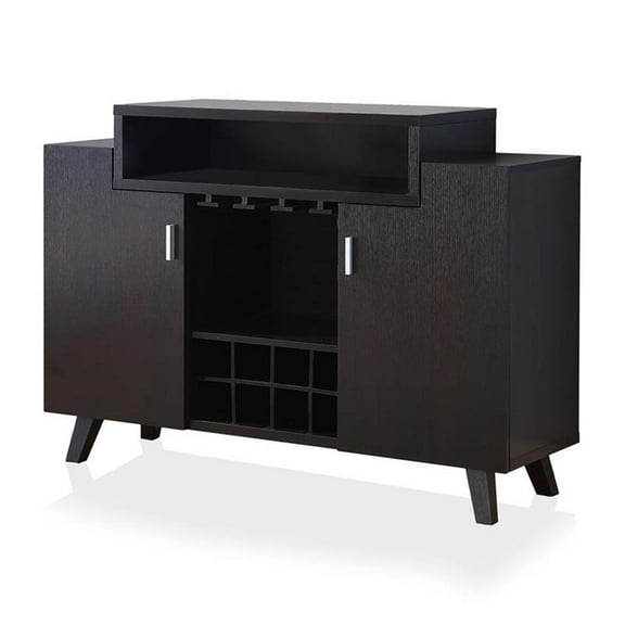 Bowery Hill Mid-century Wood Wine Storage Buffet in Cappuccino