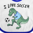 thumbnail image 4 of Inktastic I Love Soccer-Dinosaur in Blue Boys or Girls Baby Bib, 4 of 4