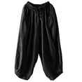 thumbnail image 2 of BVOFAR Womens Cotton Linen Pants Casual Summer Palazzo Pants Baggy Wide Leg Drawstring Elastic Waist Trousers with Pockets 2025, 2 of 4