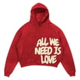 thumbnail image 2 of Trendfront Girls Vintage Hoodies Long Sleeve All We Need Is Love Letter Graphic Kangaroo Pocket Fall Winter Casual Pullover Sweatshirt Tops, 2 of 3
