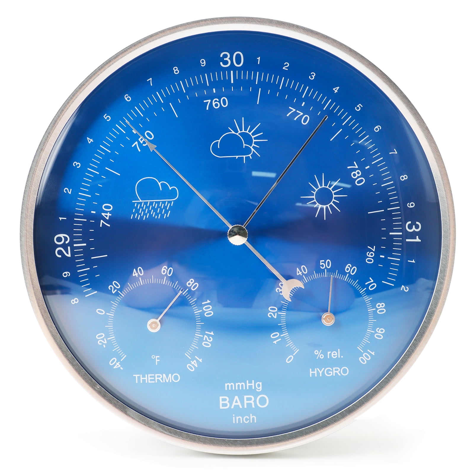 3-in-1 All-Season Wall Hanging Thermometer, Barometer, Hygrometer | Accurate Weather Station for Home and Office | Fahrenheit Edition in/Outdoor