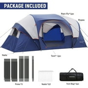 10 Person Camping Tent - Portable Easy Set Up Family Tent for Camp, Windproof Fabric Dome Tent Outdoor for Hiking, Backpacking, Traveling-14x11x74in(H)