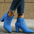 thumbnail image 4 of Tejiojio Clearance Fashion Women Casual Suede Thick Heel Pointed Bare Boots Back Zipper Solid High Heel Shoes, 4 of 5