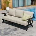 thumbnail image 2 of EAGLE PEAK Urban Slate 3-Seat Modern Patio Couch Outdoor Sofa with Weather Resistant Cushions, Black/Beige, 2 of 8
