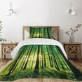 thumbnail image 3 of Ambesonne Forest Quilted Bedspread Set 2 Pcs, Green Woodland Sunrise, Twin Size, Green Black Yellow, 3 of 6