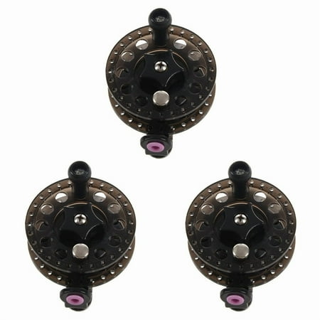 3X Plastic Ice Fishing Reels Fly Fishing Tackle Round Wheel Fishing Accessories 3pc x Fishing Reel(other accessories demo in the picture is not included) Black Transparent