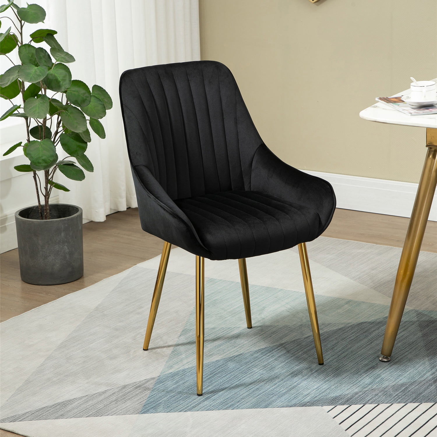 Kepooman Modern Mid-Century Side Chair with Natural Metal Legs for Kitchen, Living Dining Room, Set of 1, Black Kepooman Modern Mid-Century Side Chair with Natural Metal Legs for Kitchen, Living Dining Room, Set of 1, Black