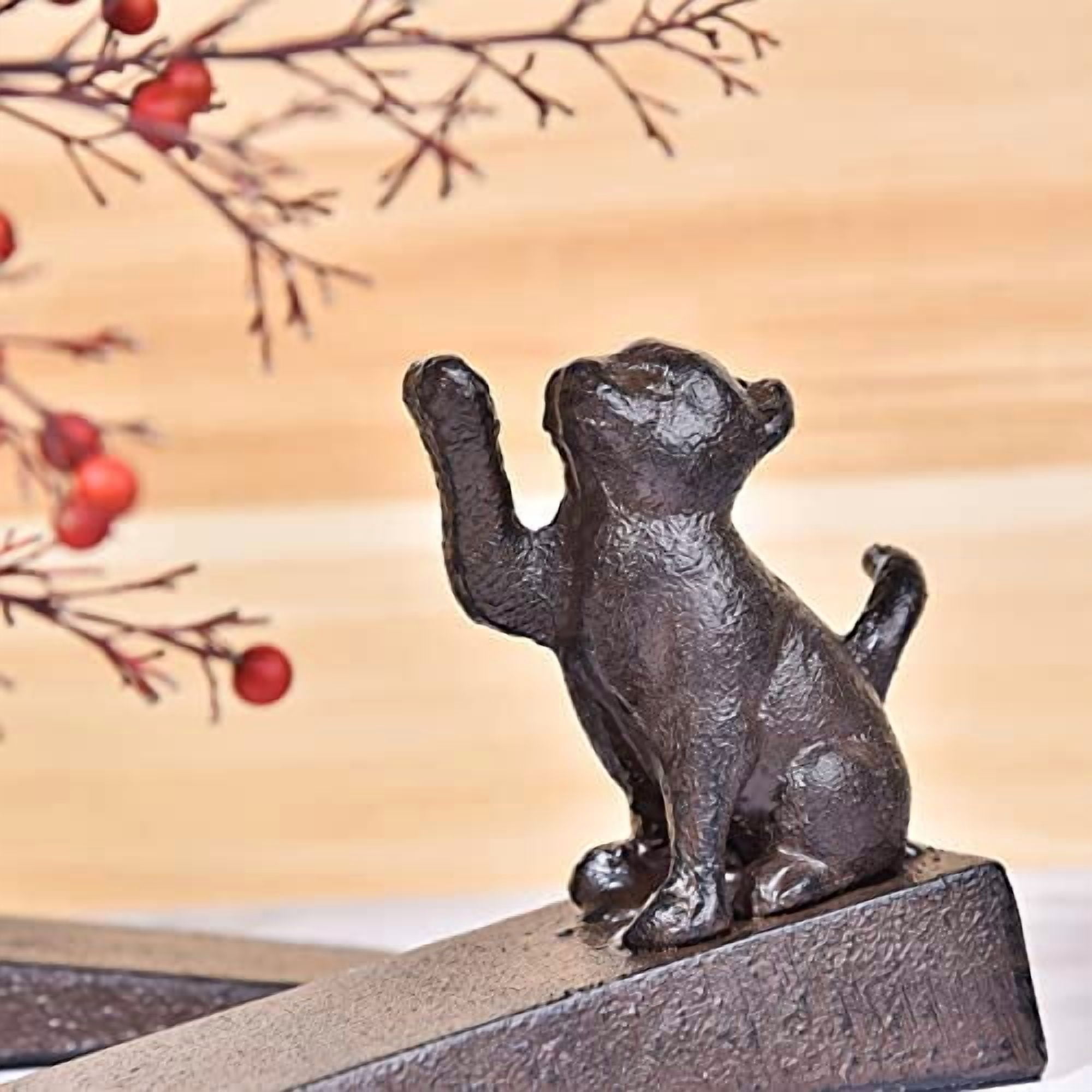 Sungmor Heavy Duty Cast Iron Cat Door Stops | Decorative Cute Animal Statue Metal Door Stopper Wedge with Non-Slip Mat | Solid & Antique Style Windproof Door Holder for Patio Yard Garden Farmhouse