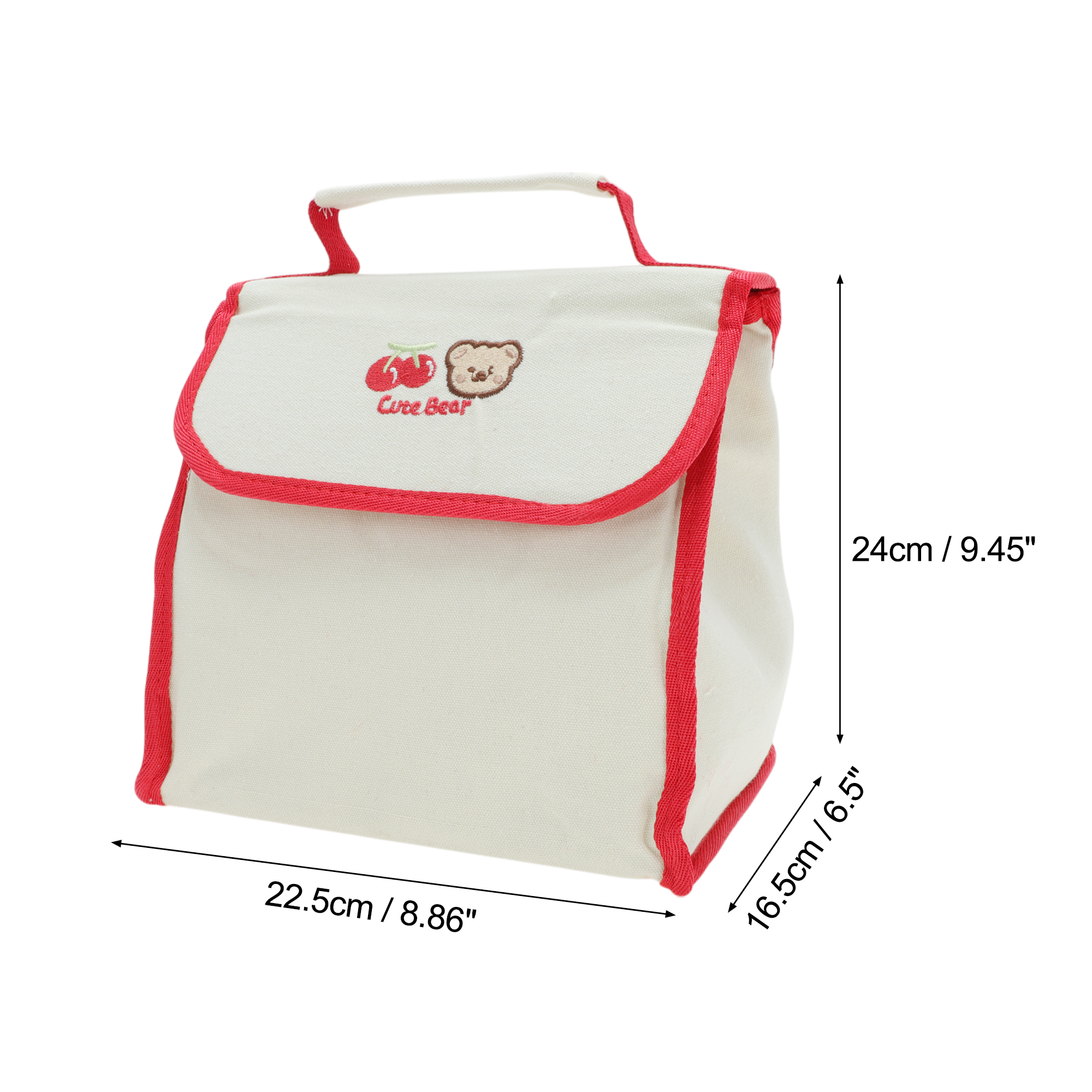 Unique Bargains Flip Cover Lunch Bag 1 Pc Beige, Red