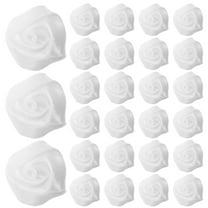 OUNONA 50 Pieces White Satin Ribbon Flower Handmade Artificial Roses for Wedding and Craft Decorations