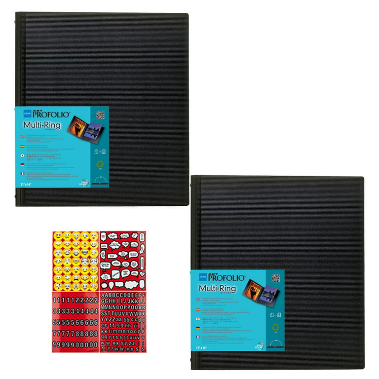Itoya Art Portfolio Multi-Ring Refillable Binder 18x24 2 Pack + Emoji  Stickers