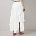 thumbnail image 4 of LWavelet Women Lace Tiered Maxi Skirt High Waist Ruffled Hem Boho Long Skirt White M, 4 of 7