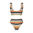 thumbnail image 6 of Rocae Colorful Pastel Stripes for Bikini Set for Women Two Piece Sexy High Swimsuits Split Crossover Bikini, 6 of 9