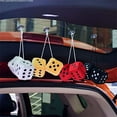 thumbnail image 5 of 1 Pair of Retro Square Mirror Hanging Couple Fuzzy Plush Dice with Dots For Car Interior Ornament Decoration, 5 of 5