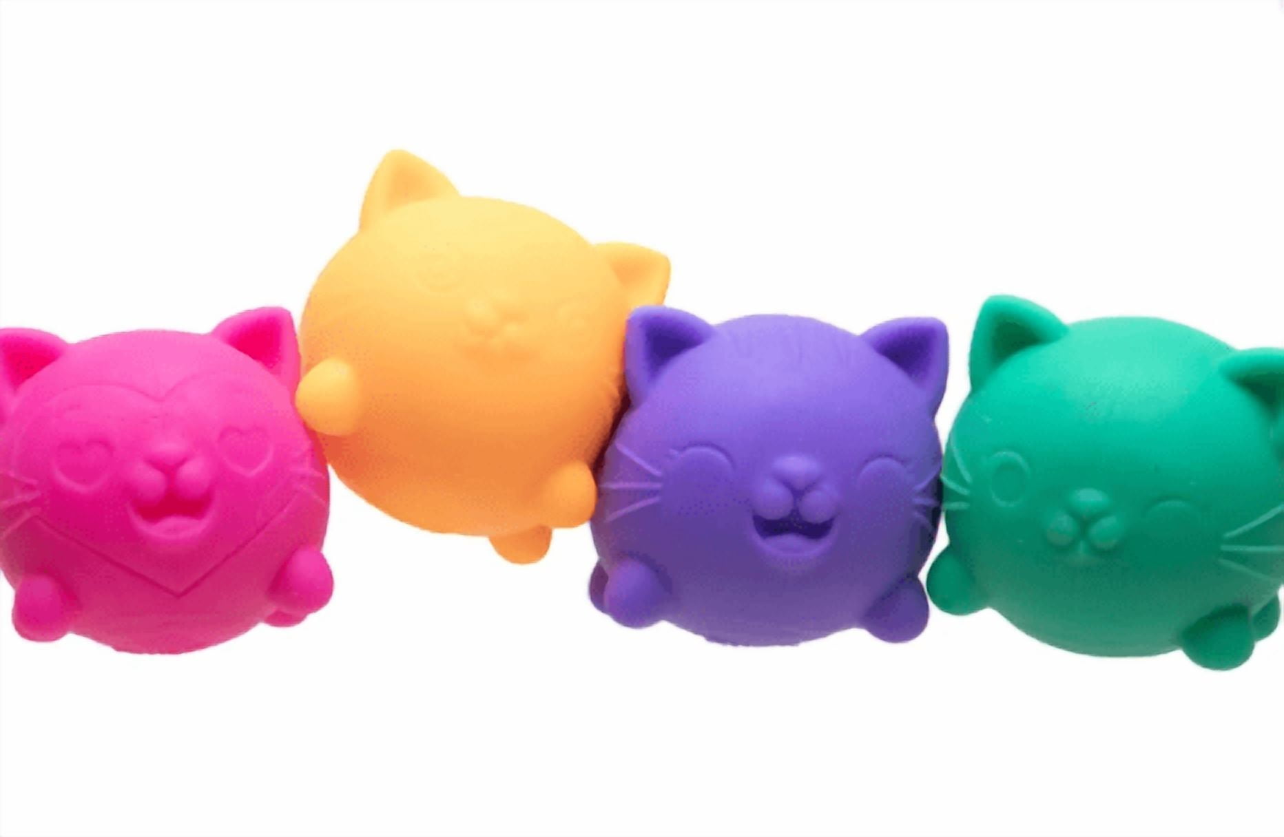 NeeDoh Teenie Cool Kitten, Satisfying Shaped Sensory Toys, 4 pack Multiple Colors