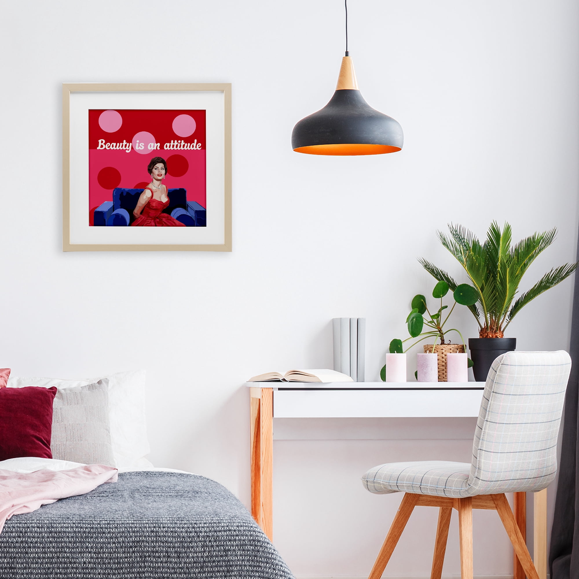Stupell Industries Beauty Is An Attitude Birch Framed Print Under Glass, design by Lynnda Rakos