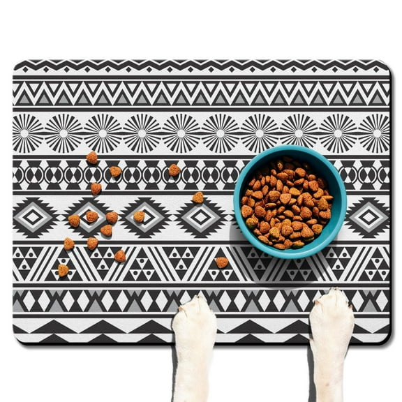 Large Absorbent Dog Food Pad - Waterproof Pet Feeding Mat with Leather-Like Surface & Non-Slip Rubber Base, Easy to Clean