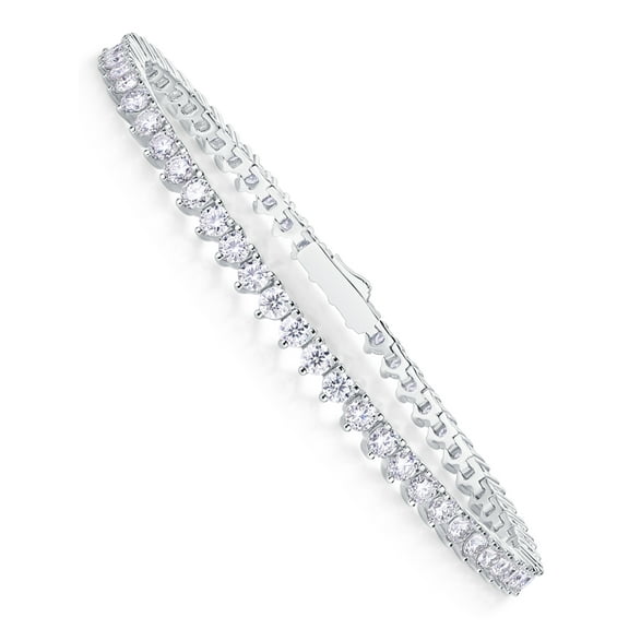 JIUZUAN 5.1 CT 3.0mm Moissanite Diamond Silver Tennis Bracelet Gifts, 6.5 Inch