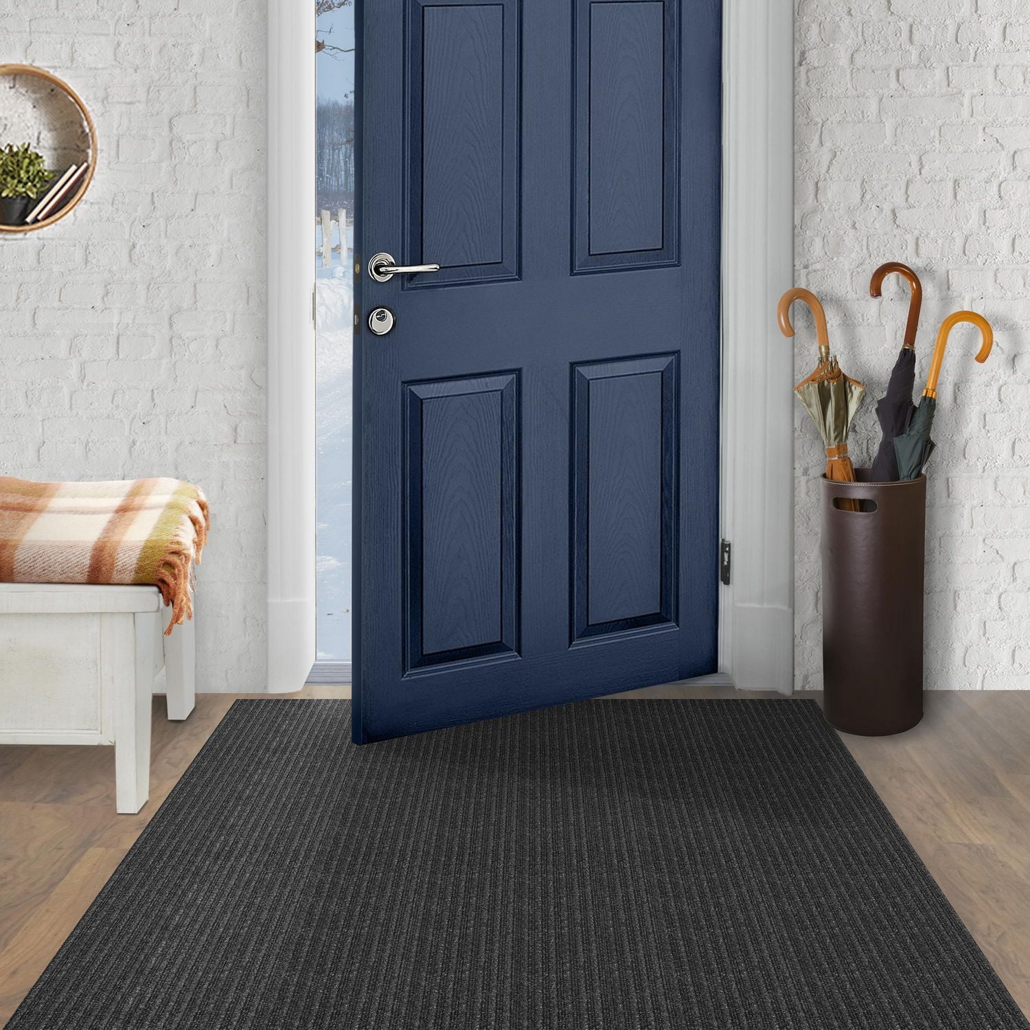 4' x 6' Concord Charcoal Needlepunch Runner Mat, 4-ft x 6-ft Concord Runner Mat