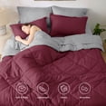 thumbnail image 2 of Juego de cama Bedsure Queen, edredón reversible, color burdeos, 7 piezas, 2 of 7