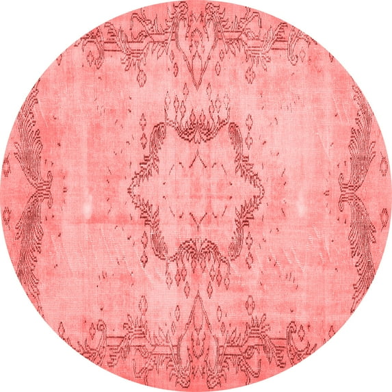 Ahgly Company Indoor Round Abstract Red Contemporary Area Rugs, 5' Round