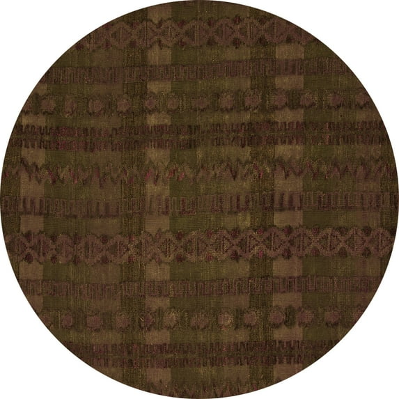 Ahgly Company Indoor Round Abstract Orange Modern Area Rugs, 4' Round