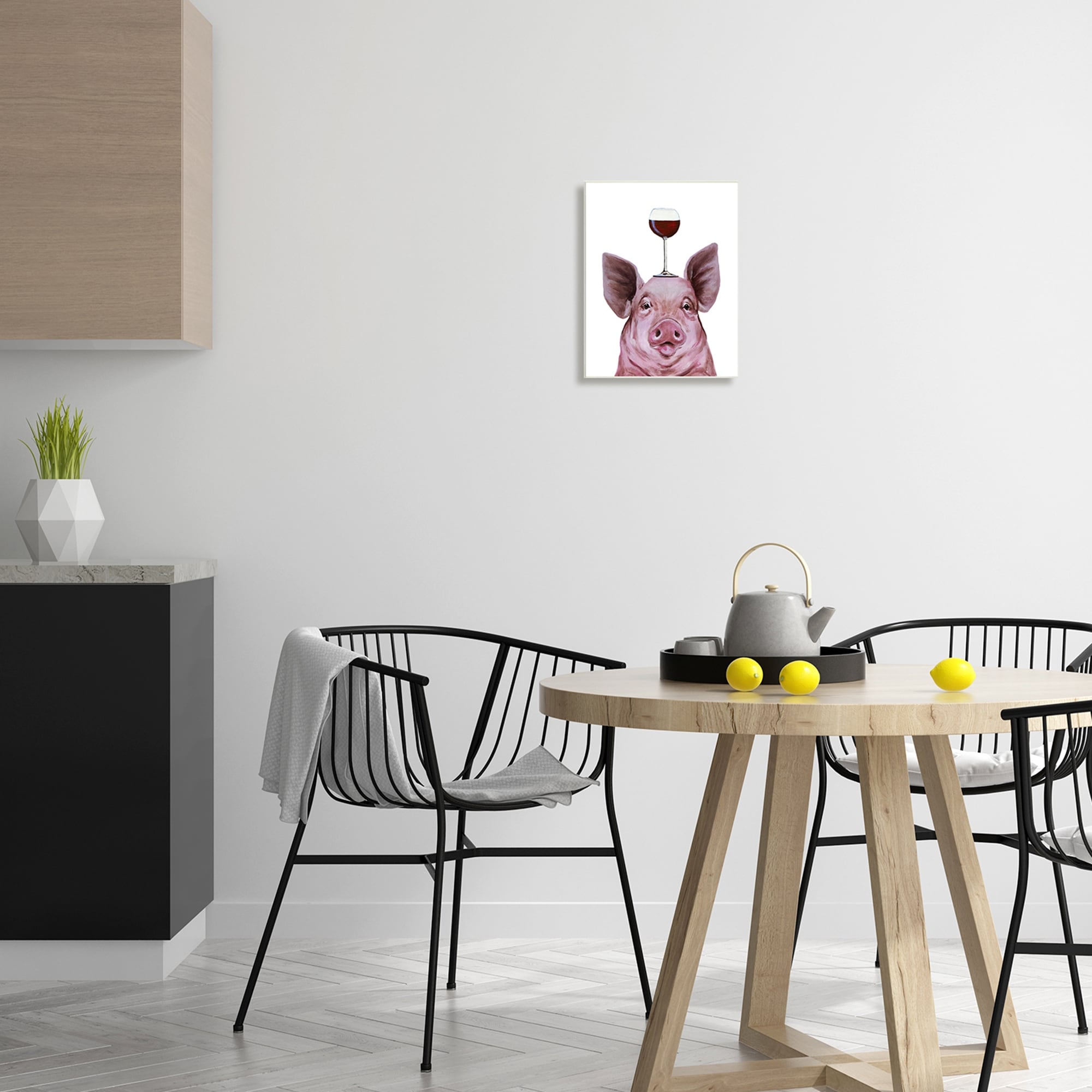 Stupell Industries Cute Farm Pig Looking Holding Wine Glass Paintings Unframed Art Print Wall Art, 10x15, by Coco de Paris