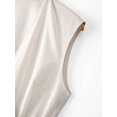 thumbnail image 5 of Apricot V-Neck Ruched Wrap Waist Cinched A-Line Sleeveless Elegant Midi Dress, 5 of 8